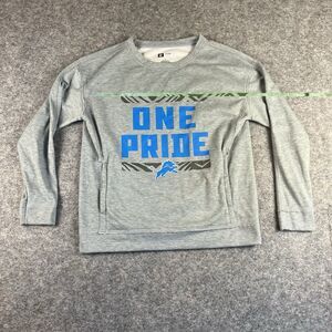 NFL Zubaz Detroit Lions One Pride Women’s Heather Grey Pocketed Crewneck Size M
